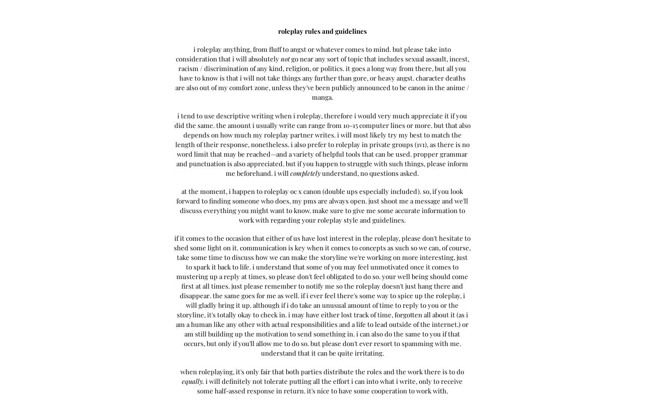 roleplay rules and guidelines